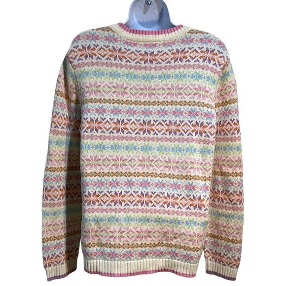 80s Hanna Andersson Pastel Fair Isle Knit Sweater Retro Winter Ski Lodge S - Picture 5 of 9